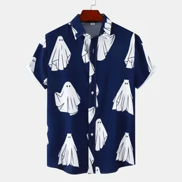 Men's Casual Shirts Cute Ghost Lapel Men Shirt 3D Printed Man/Women Fashion Short Sleeves Button Streetwear Oversized Unisex Clothing