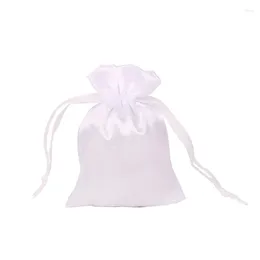 Shopping Bags 100pcs/lot 2023 10x15cm Soft White Satin Bag Drawstring Pouches For Wedding Party Christmas Gift Packaging Storage