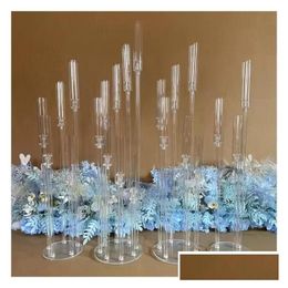 Candle Holders 5Pcs Wedding Decoration Centrepiece Candelabra Clear Holder Acrylic Candlesticks For Weddings Event Party Drop Delive Dhih1