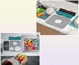 Mats Pads Silicone Sink Protector Mat NonSlip Quick Drying Dish Drain Pad Moisture Mildew Proof Grid Kitchen Storage PadMats8477078