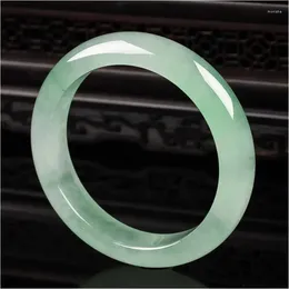 Bangle Light Green Jade Bracelet Fashion Accessories Jadeite Natural Charm Jewellery Women Men Handcarved Round Hand Ring