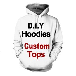 DIY Design personalizado estilo próprio estilo 3D Capuz Tops casuais Personalize capuzes de personalidade Produtos impressos Pullover 231226