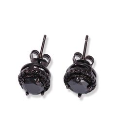 Mens Hip Hop Stud Earrings Jewellery Fashion Black Silver Simulated Diamond Round Earring For Men1355774