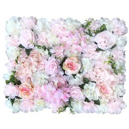 Wreaths New 10PCS Elegant Milk White Rose Hydrangea Flower Wall Wedding Backdrop Decoration Centrepieces Supplies 40X60cm each piece