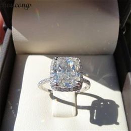 vecalon Dazzling Promise Ring 925 sterling Silver Cushion cut 3ct Diamond Charm Wedding Band Rings For Women Jewelry323Z