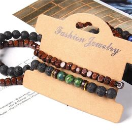 Strand Fashion Luxury Natural Lava Stone Bead Bracelet Men Women Simple Handmade Elastic For Jewellery Gift