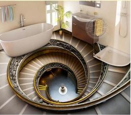 Wallpapers living room wallpaper Spiral staircase 3D floor outdoor threedimensional painted wall background