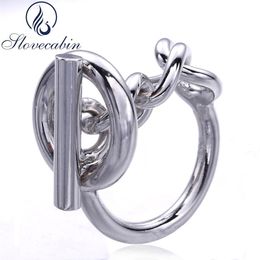 Slovecabin 2017 France Popular Jewelry 925 Sterling Silver Rope Chain Ring For Women Rotatable Lock Wedding Ring Fine Jewelry S181265M