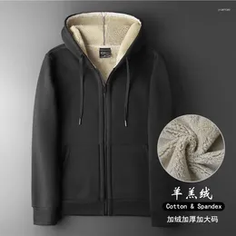 Men's Hoodies Fall/Winter Lambswool Cardigan Plus Size Sweatshirt Athletic Top Pile Thickened Hoodie Fleece