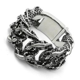 Bangle Restock 30MM 275g Huge Heavy Mens Boys 316L Stainless Steel Cool PUNK Gothic Lizard Links Bracelet Newest Design