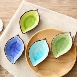 Bowls Seasoning Boats Shape Small Crack Bowl Soy Glaze R Sauce Dish Ice Kitchen Plates Ceramic Vinegar Leaf Creative