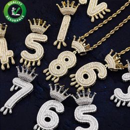 Iced Out Pendant Mens Hip Hop Chain Pendants Hiphop Jewellery Luxury Designer Necklace Bling Diamond Number Rapper Boy Gold Silver C2365