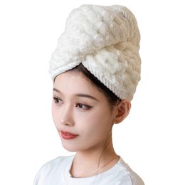 Molnkorall sammet hårtorkning hatt super absorption hårvård handduk lock inslaget turban dubbel lager förtjockad duschkappar badrum bad hattar kvinnor hw0153