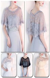 Scarves Women Embroidery Floral Lace Applique Cape Wrap Pure White Wedding Bridal Perspective Pullover Shawl Shrug Shoulder Covers9512521