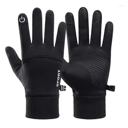 Cycling Gloves Men Winter Waterproof Outdoor Sports Running Motorcycle Ski Touch Screen Fleece Non-slip Warm Full Fingers