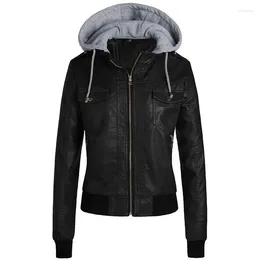 Women's Jackets Women Pu Jacket Gothic Faux Leather Coats Hoodies Winter Autumn Motorcycle Black Outerwear Zipper