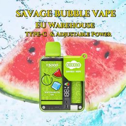 SAVAGE BUBBLE 15000 puff vapes disposable puff 28ml Prefilled 650mAh Rechargeable vaper desechable Child Lock Built-in Smart Display Adjustable Power Mesh coil