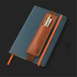 Pu Leather Pen Bag Elastic Buckle Book Notebook Fashion School Case for Office Meeting Easy Carry Student Stationery 231227