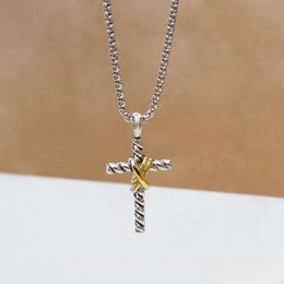 classic religious pendant necklace designer for men twist cable double X hexagonal star inlaid crystal chain DY retro vintage jewelry gift for women