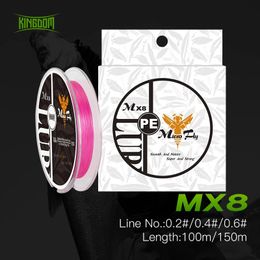 Kingdom 100M 150M Fishing Line 0.2 0.4 0.6 9 12LB PE Braided Super Strong Multifilament Wire For Carp 231227