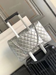 Mirror Quality Classic XXL Square Airport Bag 40cm Large Women's Genuine Leather Caviar Lambskin Quilted Shoulder Bag Designer Handbags Silver Black