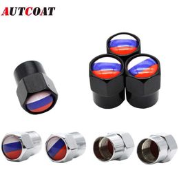 AUTCOAT PcsSet Aluminium AlloyCopper Russia National Flag Tyre Valve Stem Cap Tyre Wheel Stem Air Valve Caps for Auto Cars