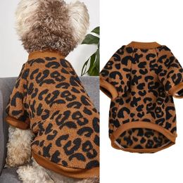 Puppy Pullover Dogs Pet Sweater Winter Leopard Print French Bulldog Warm Apparel Dog Clothing 231226