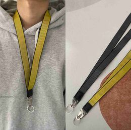 Industrial Lanyard Long Keychain Yellow Nylon Strap Halter Fashion Luggage Pendant Unisex Brand Designer Carved Alloy Buckle D2528 89GW