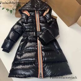 Girl Hoodies Kids Coat Baby Clothes Girls Down Jacket Hooded Waist Design Long Jackets Luxury White Goose Down Belt Letter Comfortable Warm