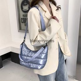 Shoulder Bags Winter Large Capacity Bag Women Waterproof Nylon Padded Space Cotton Feather Down Tote Female Quilted Handbag 2022blieberryeyes