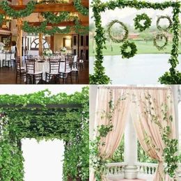 Decorative Flowers Artificial Plant Wedding Party Diy Decoration Green Vine False Flower Wreath Leaves Home Wall Hanging Decor