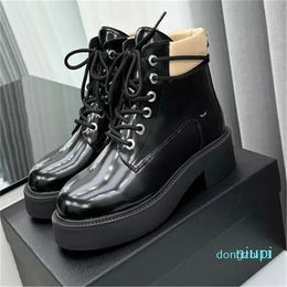 Designer Boots Leather Ankle Booties Women Winter Boot Woman Martin Platform Letter