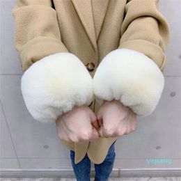 Five Fingers Gloves 1 Pair Large Cuff Fur Wrist Big Sleeve Decor Winter Coat Hand Ring Faux Warm Oversleeves Arm Cuffs