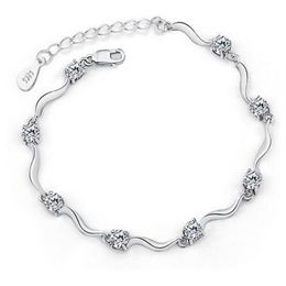 Fashion chain bracelets for women high quality crystal bracelets 925 sterling silver bracelets bangles fine Jewellery GB654238F