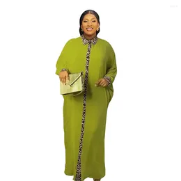 Ethnic Clothing African Dress For Woman 2024 Autumn Green Black Polyester Long Sleeve Plus Size Maxi Clothes