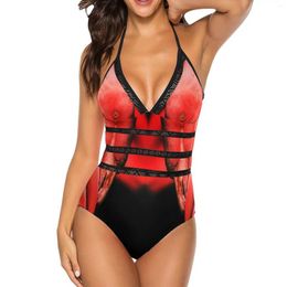 Women's Swimwear The Greater Flamingo Bird Black Mesh Swimsuit One Piece Backless Sexy Beach Wear Summer Bathing Suits