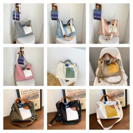 Adjustable Strap Shoulder Messenger Bag Backpack for Teachers Students Color block Purses Canvas Tote Bags For Women Crossbody FMT-4205