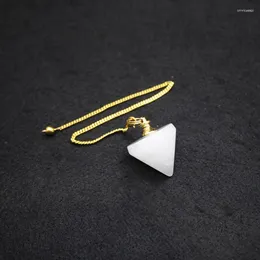 Pendant Necklaces Reiki Cone Natural Crystal Amulet Pendants Pink Quartz Green Aventurine Pendulum Pendulos Dowsing Healing Jewelry For