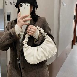 Shoulder Bags Stylish Pleated Handlebags for Women PU Cloud Leisure Armpit Bag Shopping Underarm Female Fashion Handbagblieberryeyes