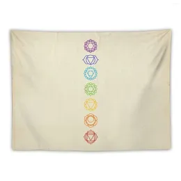 Tapestries Reiki 7 Chakras Symbols On Vintage Paper Tapestry Decorative Wall For Custom Home Decorating