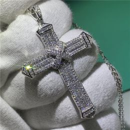 Luxury Cross Pendant Diamond 100% 925 Sterling silver Cross Pendant Necklace for Women Men Statement Party jewelry309F