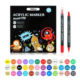 Acrylic Marker Dual Tip Ceramic Pen Circular Dot Tip Fine Nib For Painting Art Supplies Calligraphy Lettering Sketching 231226