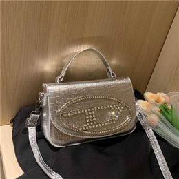 20% OFF Designer bag New Small Focus Design Fashion Versatile Sparkling Diamond Crocodile Pattern Women's Trendy Cool One Shoulder Crossbody Bag