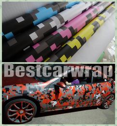 Stickers VARIOUS Colours Digita Camo Vinyl Car Wrap Film With Air release Tiger Camouflage Truck wraps covering styling Foil size 1.52x30m/R