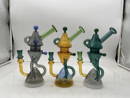 10inch Recycler Bong Glass Hookah 3Colors Percolator 14mm Joint with Bowl