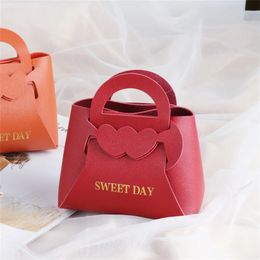Mini handbag leather gift bag wedding gift candy box Eid Mubarak portable candy gift small box basket Jewellery packaging bag 231227