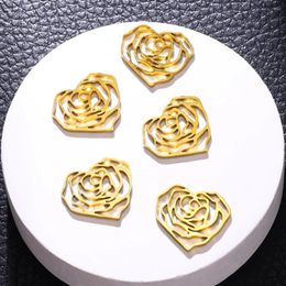 Pendant Necklaces 5pcs Pendants Rose Shape Accessories Stainless Steel Jewellery For Woman Necklace Diy Making Handmade Beads Craft Findings