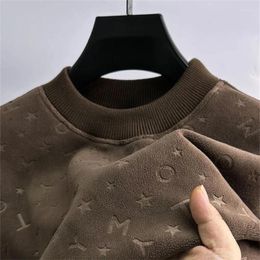 Men's T Shirts Designer Autumn Winter Round Neck Long Sleeved Trendy Knitwear Solid Color Jacquard Plush Thickened Korean T-shirt Top