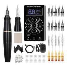 Machine Professional Tattoo Hine Set P90 Similar Rotary Pen Permanent Makeup Hine Device with Cartridge for Eyebrow Lip Pink Colour