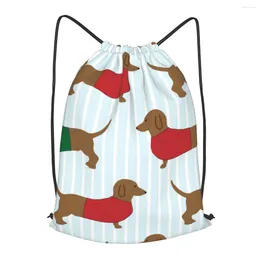 Shopping Bags Dachshund Pattern Drawstring Backpack Men Gym Workout Fitness Sports Bag Bundled Yoga For Women